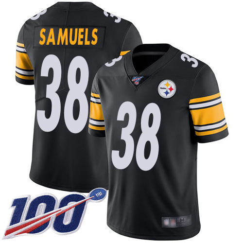 Youth Pittsburgh Steelers Football #38 Limited Black Jaylen Samuels Home 100th Season Vapor Untouchable Nike NFL Jersey->women nfl jersey->Women Jersey